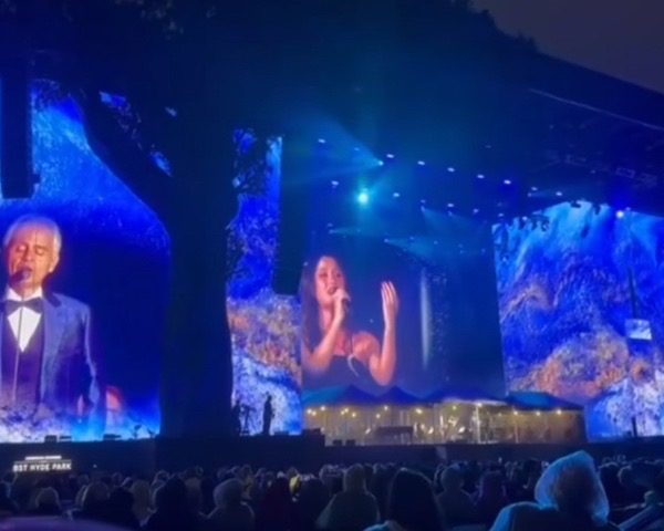 La venezolana Joaquina cantó con el maestro Andrea Bocelli